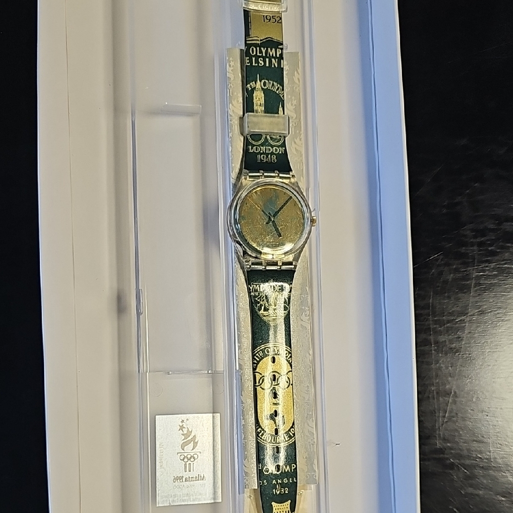 Swatch Green and Gold Olympic Watch